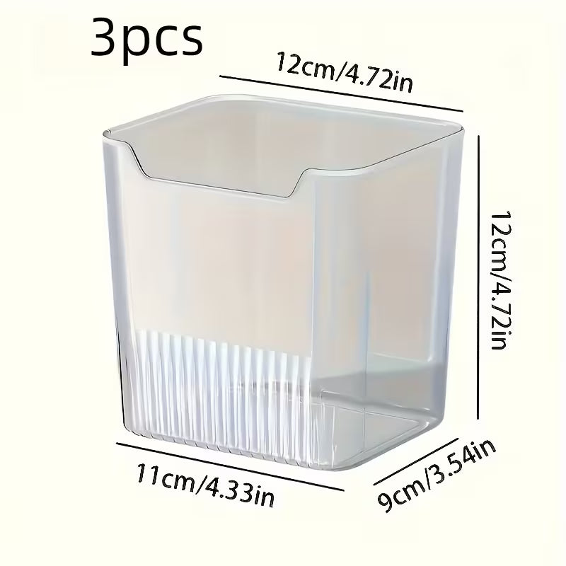 Refrigerator Side Door Transparent Storage Box 3pcs Set - Food Storage Organizer for Vegetables, Fruits, Snacks & Spices