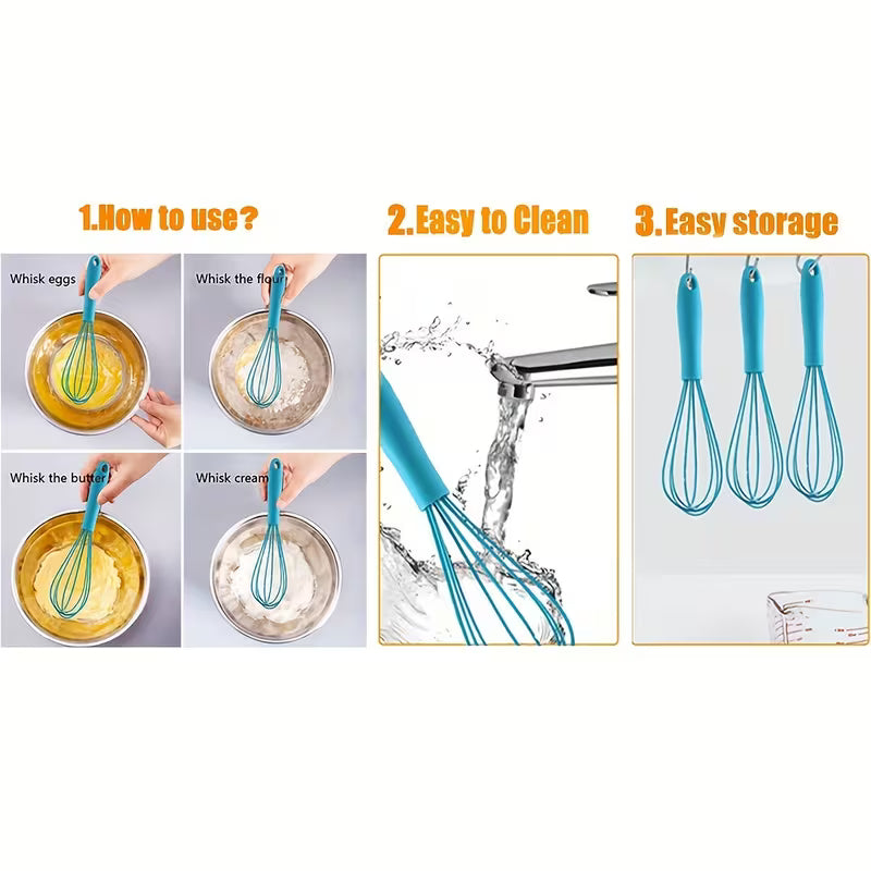1pc/4pcs Silicone Mini Whisk, Ideal for Blending, Whisking, Beating & Stirring, Essential Baking Tool & Kitchen Gadget