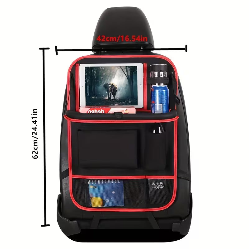 Storage Pouch, Car Seat Storage Bag with Tabletop, Oxford Double Support, Trash Bin