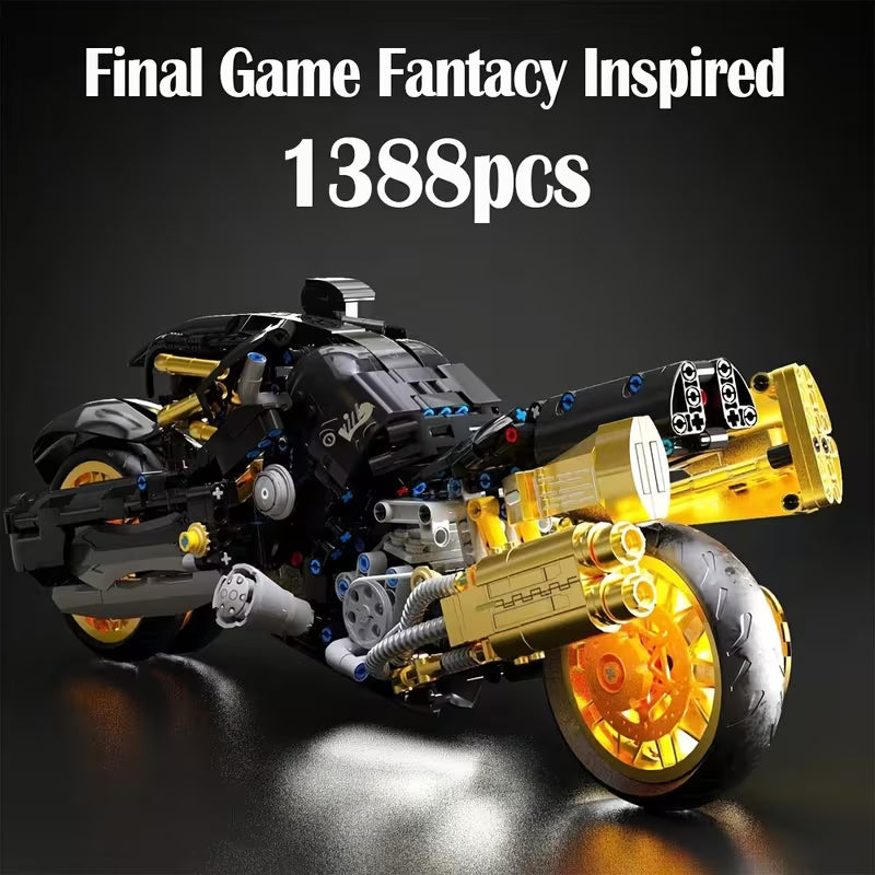 1388PCS Black & Gold Technical Motorcycle Building Blocks