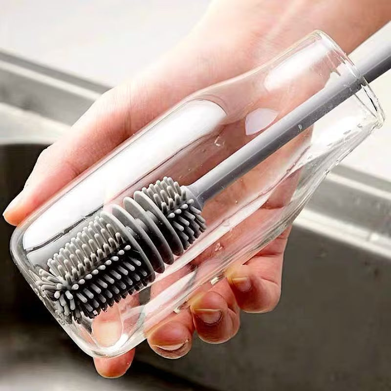 1pc FlexiClean Long Handle Bottle Brush, Deep Cleaning Scrubber for Cups & Containers, Flexible Bristles, Multipurpose Kitchen Tool