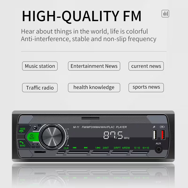 B-T Car Stereo | 5.1] B-T Single Din Car Stereo | 5.1 Multimedia Audio Receiver, Push to Talk, Hands-Free Call,