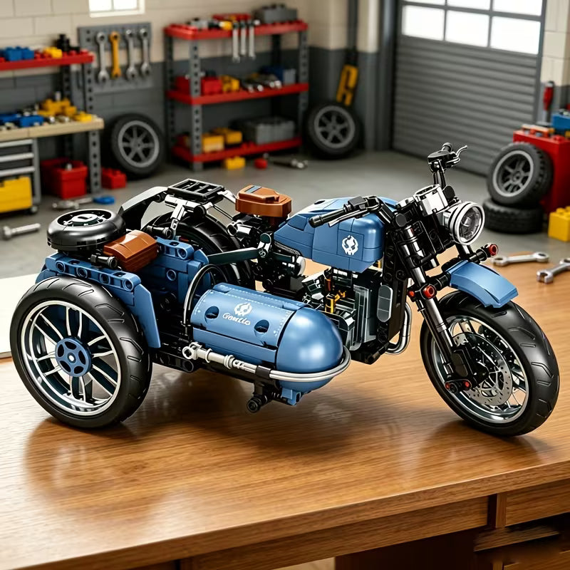 [Boys' Birthday Gift] Retro Tricycle Motorcycle Building Blocks