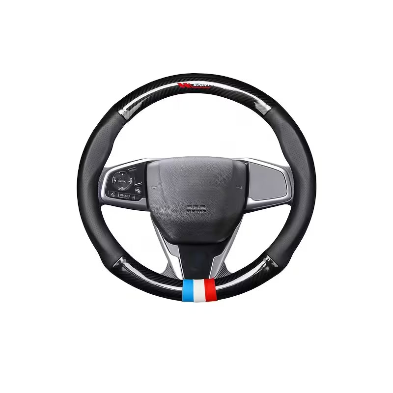 1pc Car Fiber Leather Grain Steering Wheel Cover, Sports Style Car Steering Wheel Cover Fiber Leather Grain, Non-Slip Sweat-Absorbing,