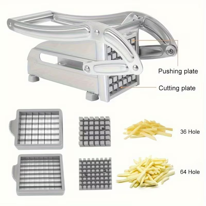 7pcs Stainless Steel Vegetable French Fry Cutter Set with Peeler and Cleaning Accessories, Multi-Functional Kitchen Gadget for Potatoes & Carrots