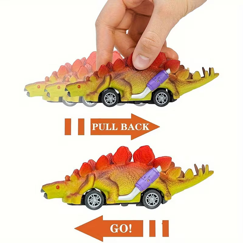 6-Pack Dinosaur Pull Back Toy Cars for Kids, Non-Battery Dinosaur Vehicles, Boys & Girls Ages 3+