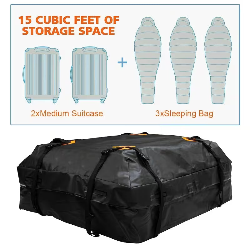 Outdoor Luggage Rooftop Bag, Waterproof 425L Thick Oxford Cloth, 10000mm Water Pressure, Anti-Slip Mat