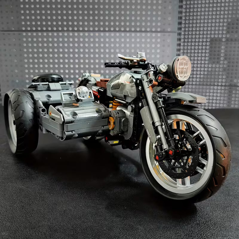 Retro Three-Wheel Motorcycle Building Blocks