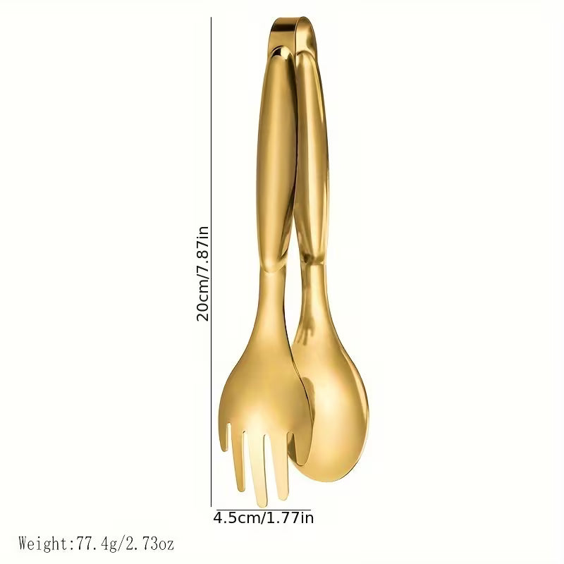 Elegant Gold-Plated Stainless Steel Serving Tongs - Perfect for Salads, Bread, & Buffets - Durable Kitchen Accessories