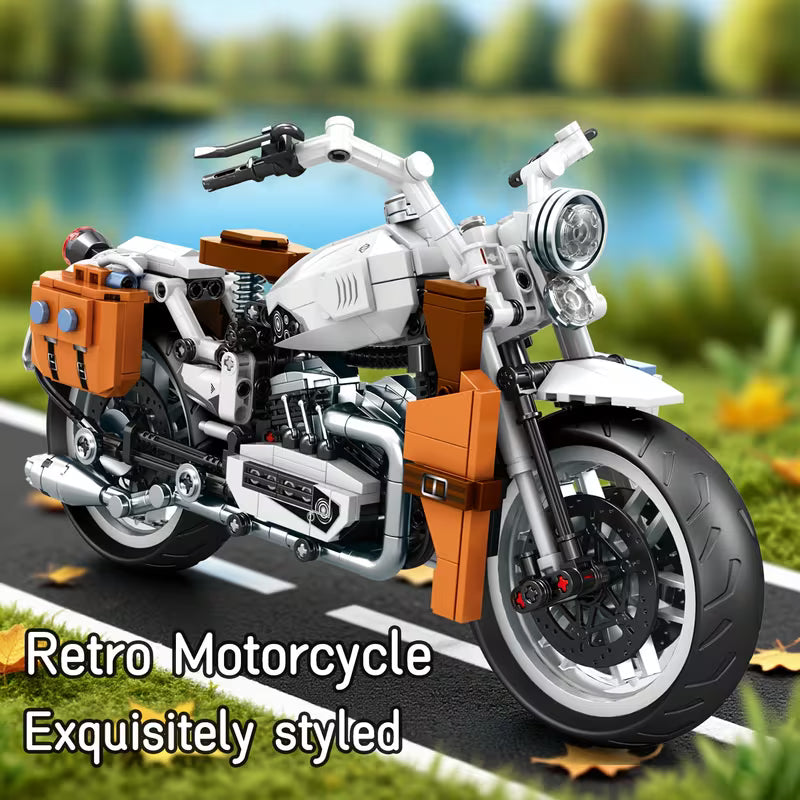 Creative Plastic Building Blocks Simulation Motorcycle Car Model DIY Assembling Block Toys for Boys Gift