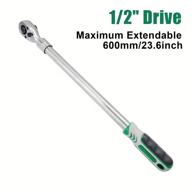 Extra Long 1/2-Inch Drive Extendable Ratchet Wrench, Socket Wrench, Quick Release 72-Tooth Reversible for Auto Car Motorcycle Repair Tools Mechanical Tool Maximum 600Mm