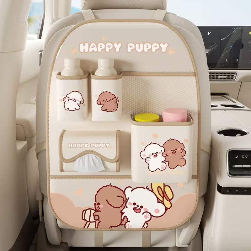 Multifunctional Car Seat Organizer - Car Seat Back Organizer, Car Seat Back Kick Mat - Selected Durable Faux Leather,