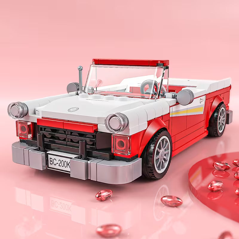 311PCS Red Sports Car Building Blocks, Retro Convertible Model