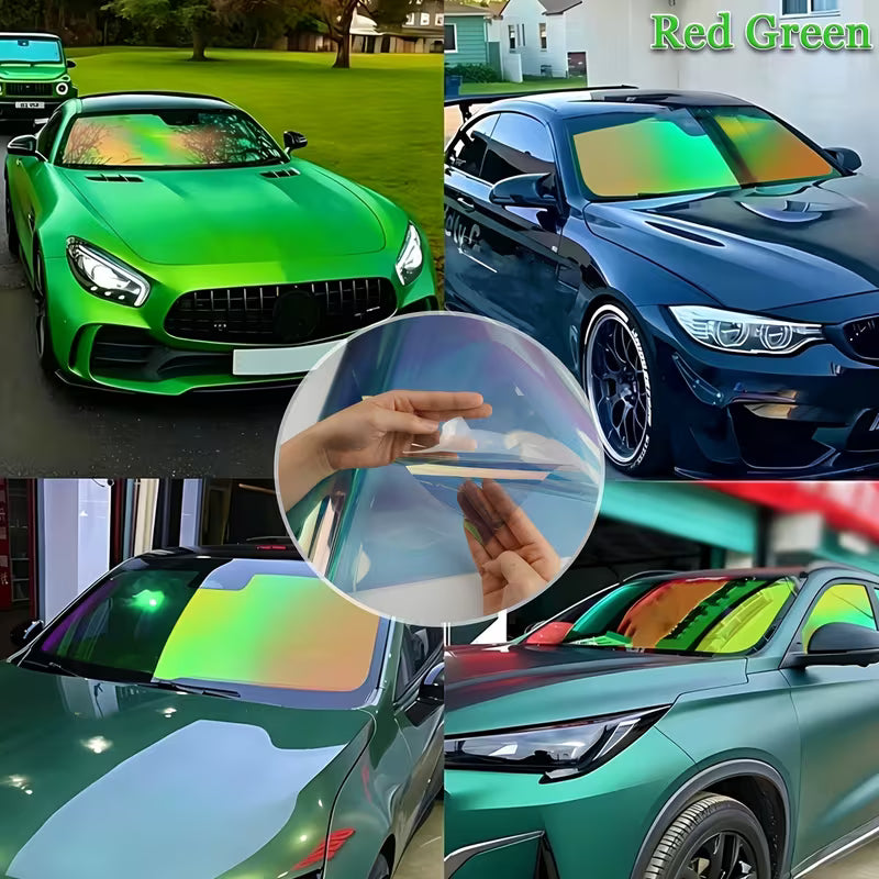 &nbsp;2 Rolls High-Definition Red Green Chameleon VLT 75% Car Window Film Unidirectional Perspective, Black Window Film VLT 25%, Effectively Blocking Ultraviolet Rays