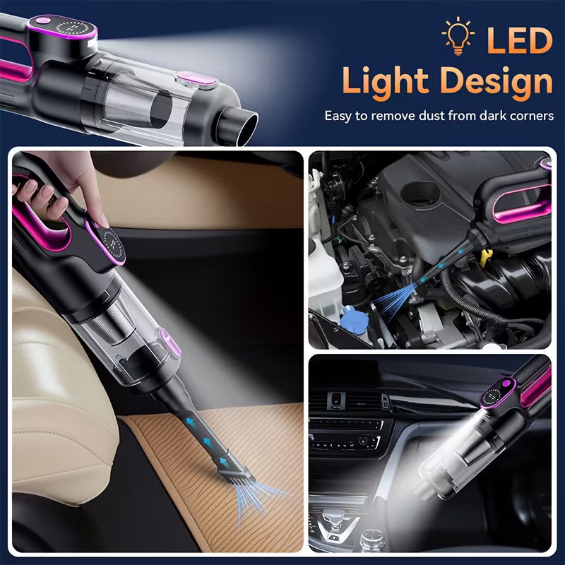 Cordless Handheld Vacuum with Brushless Motor, Powerful 16000pa Suction, LED Light, Blow/Suction Dual Mode, Multi-Nozzle,