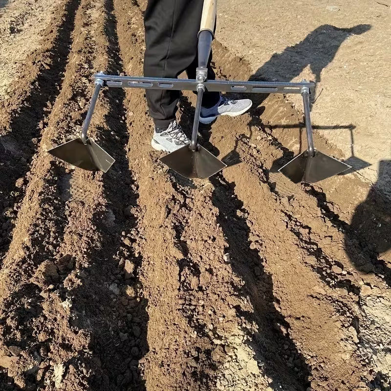 1pc Manual Agricultural Pull Plow, Adjustable Trenching Triangular Double-Hook Pointed Hoe, Vegetable Planting & Fertilizing Tool