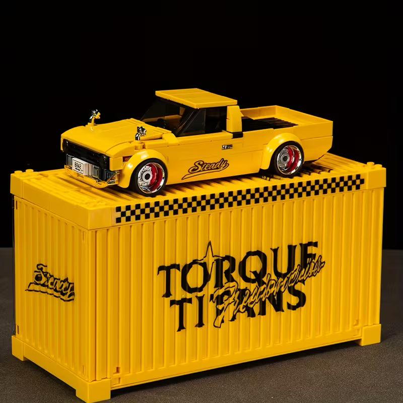 Matching Container Shaped Display Box Storage Box Vintage Building Blocks American Pickup Truck Building Blocks Assembly Men's Gift