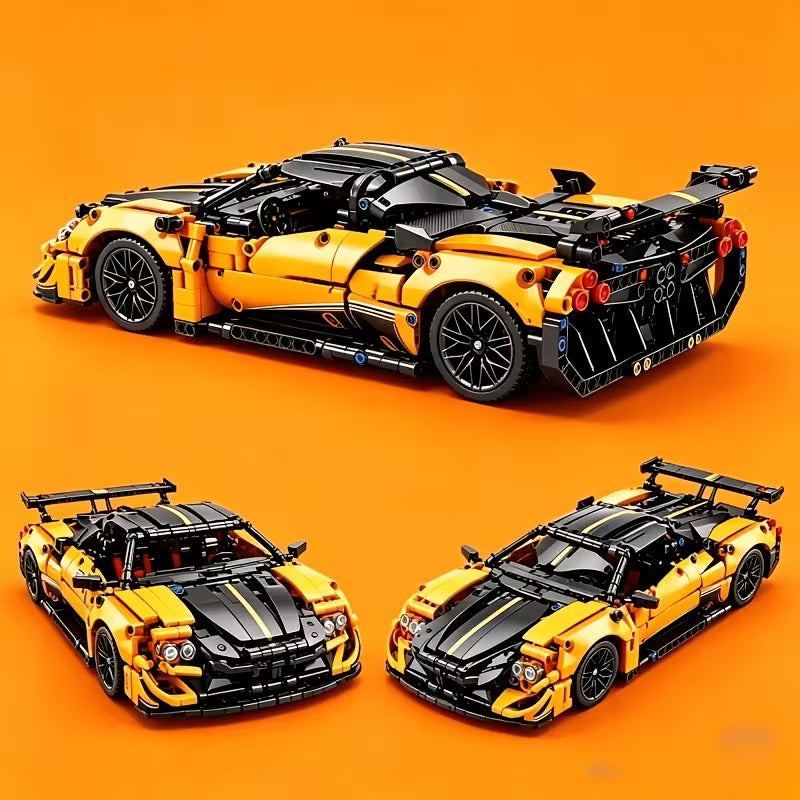 1 Model Building Compatible for STEM Toy - Orange & Black Convertible Supercar Set with Layered Detachable Body, Mechanical Building System Suitable for,, Collectors, Gifts