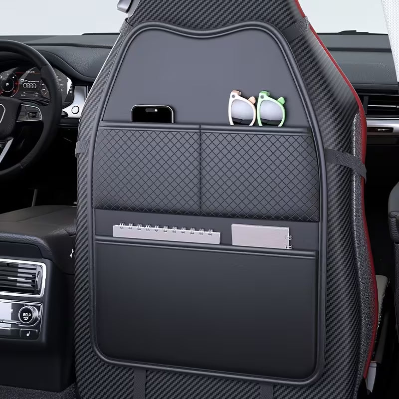2-Pack Car Seat Back Organizer with Tablet Pocket, Kick-Proof Car Seat Back Storage Bag, PU Material Vehicle Storage Organizer,