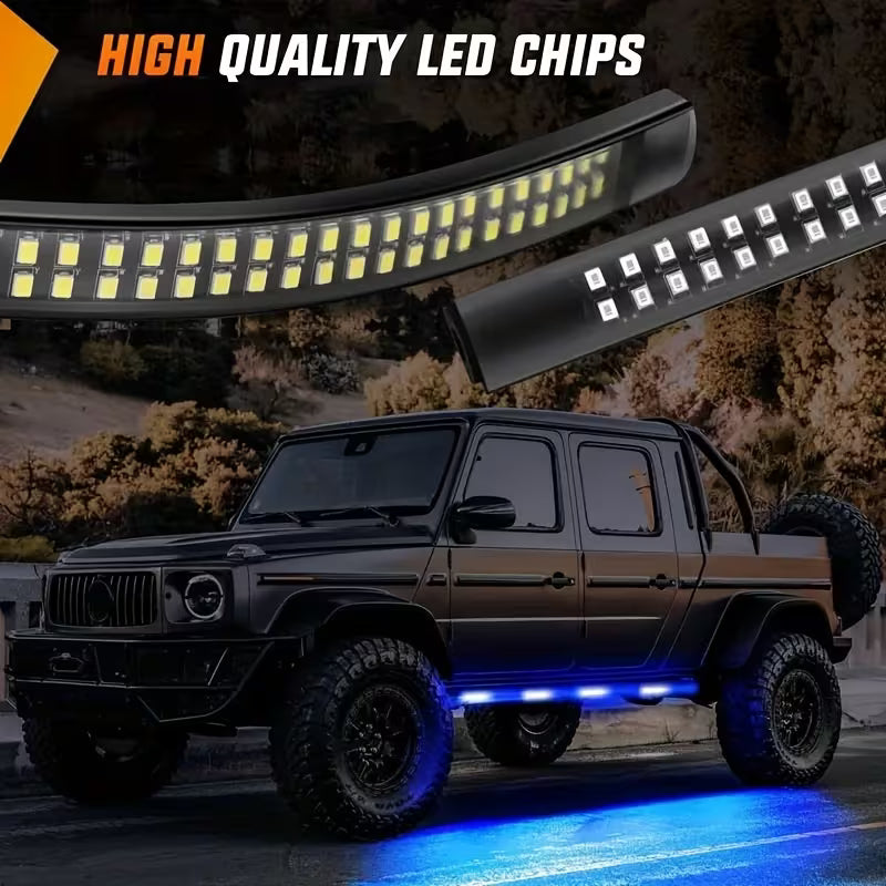 Gradient Dual-Color Light, 65-Inch Double Row LED Pickup Step Light, Suitable for Pickup Trucks & SUVs