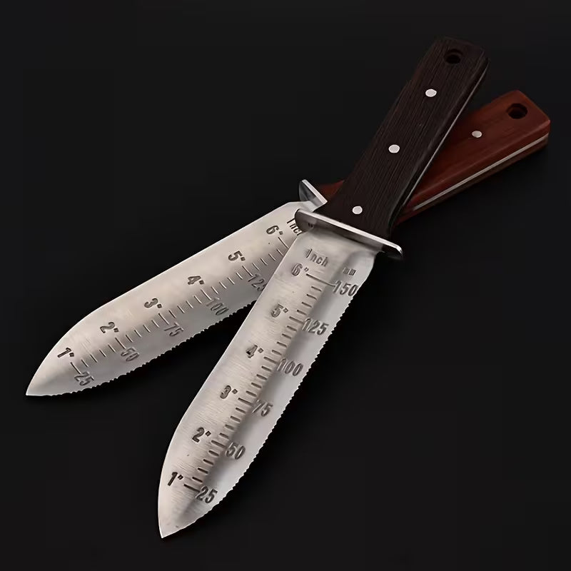 Garden Digging Knife with Leather Sheath, Multipurpose Gardening Tool for Weeding, Pruning & Planting, Hori Hori Knife
