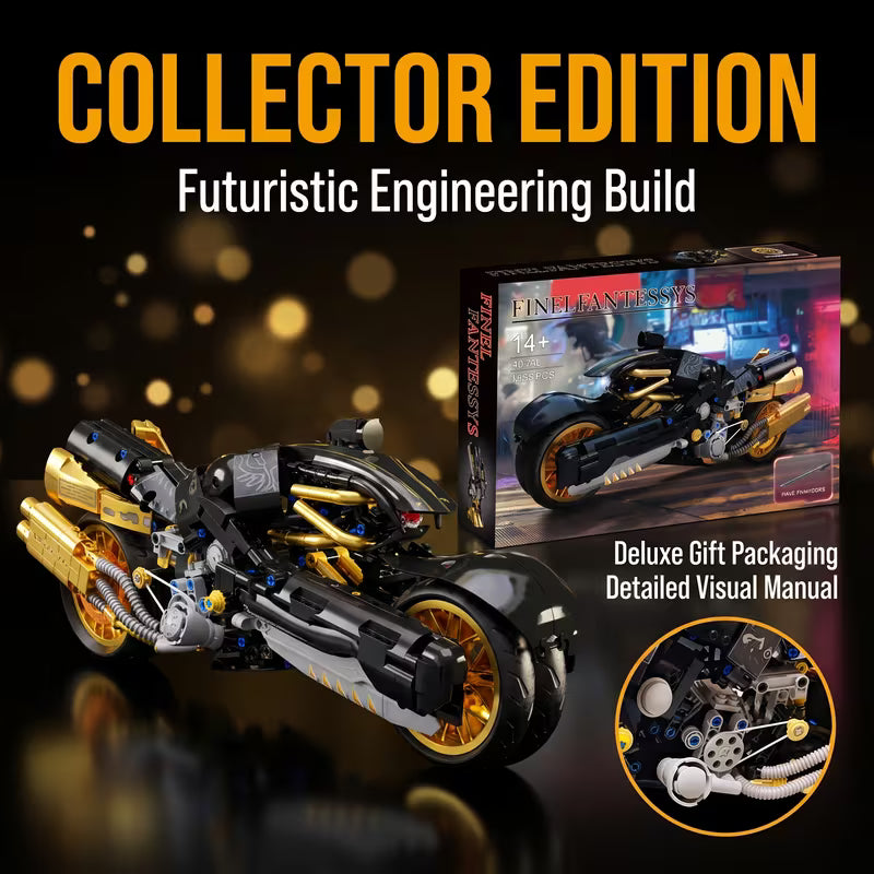 1388PCS Black & Gold Technical Motorcycle Building Blocks