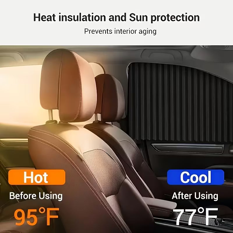 4pcs Universal Fit Adjustable Track Car Window Shades - Quick Install UV Blocking Privacy Protection for Camping & Daily Use
