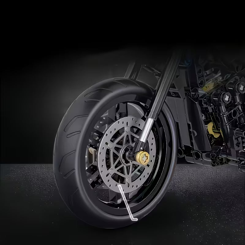 2026 Cool Black Motorcycle Model Building Kit, Durable ABS Plastic Material, Home/Office/Desktop Decoration, 3D Block Toy
