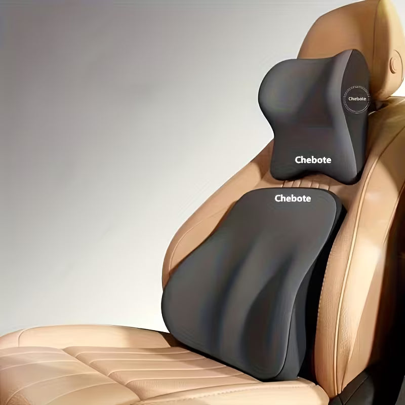 Memory Foam Car Seat Cushion Set: Lumbar Support Pillow & Neck Pillow, Breathable Ergonomic Comfort for Long Drive