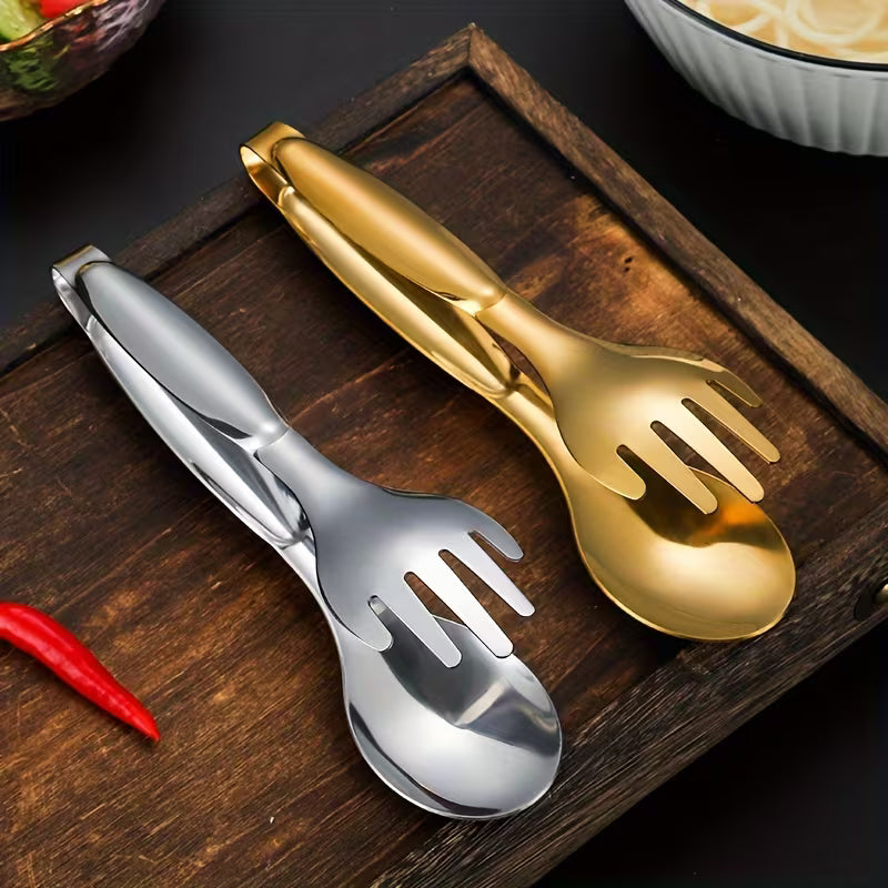 Elegant Gold-Plated Stainless Steel Serving Tongs - Perfect for Salads, Bread, & Buffets - Durable Kitchen Accessories