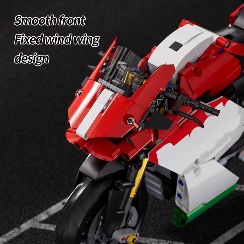 Red White Motorcycle Model Building Set It's a Delightful Home Desktop Decoration and Collectible.