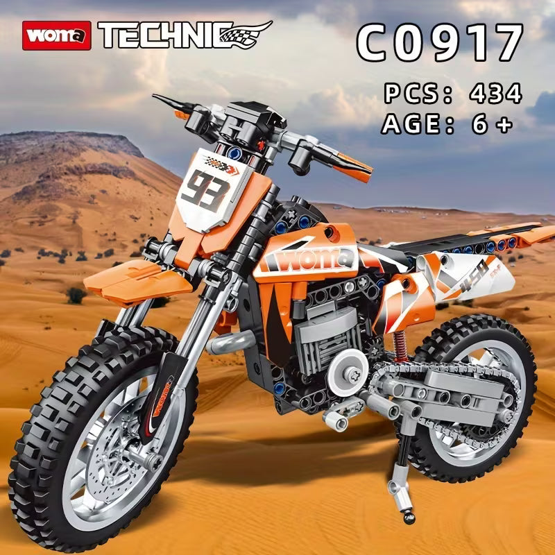 WOMA Building Blocks Off-Road Motorcycle Model Boys' Puzzle Assembly Toy Desktop Decoration Ornament Birthday Holiday Gift
