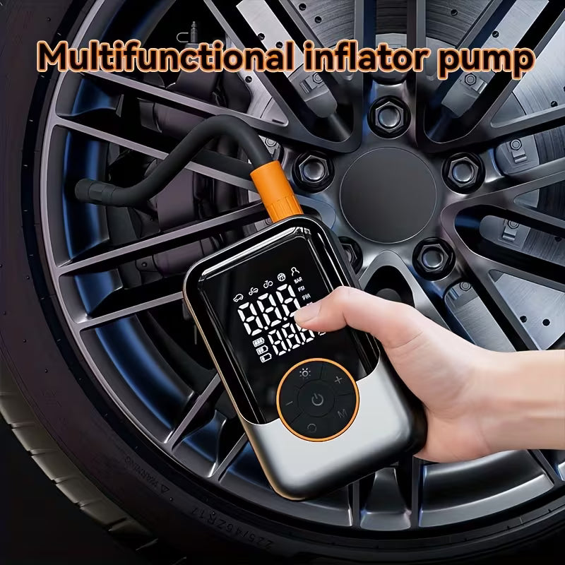 Portable Car Air Compressor Inflator, Handheld Air Pump with LED Light, Wireless Digital Display