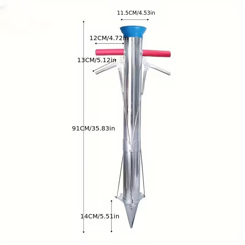 1pc Modern Stainless Steel Garden Transplanting Tool, Long Handle Bulb Planter, Multi-Functional Vegetable Seedling Planter