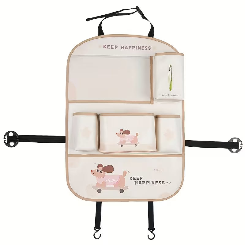 Car Multi-Pocket Classified Seat Back Storage Bag - Can Be Used As a Cup Holder, Phone Holder, Tissue Box, Trash Can, File Bag,