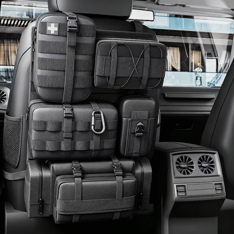 6pcs Car Seat Backrest Storage Bag, Upgraded Car Panel Organizer, Detachable MOLLE Hanging Bag,