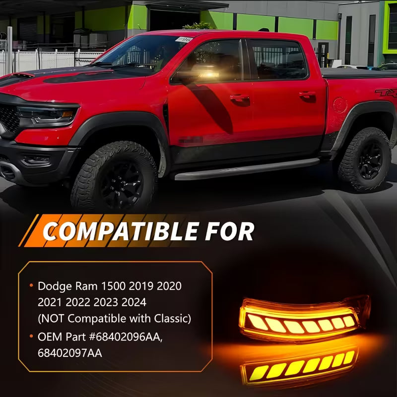 2pcs Smoked/Clear/Amber Lens Front Side Mirror Cap Lights Turn Signal Light Turn Warning Light Daytime Running Light DRL Light with Full Dynamic Sequential Blink Amber LED for 2019 2020
