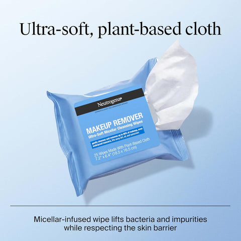 Alcohol-Free Micellar Makeup Remover Wipes – Waterproof Makeup Removal Twin Pack (2 x 25 Count)