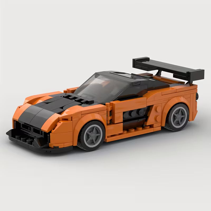 276pcs Orange Assemble Classic Car Model Building Blocks, Speed Super Vehicle Racer Bricks, Christmas Thanksgiving Day Gift Toy
