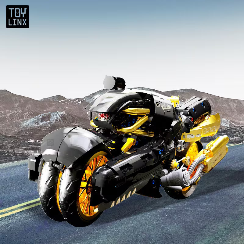 Motorcycle Building Blocks Easy Assembly Design Replicates Mechanical Structure Bold Color Contrast for Urban Style Immersive Street Classic