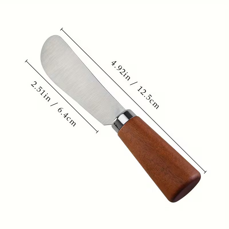 1pc Stainless Steel Wooden Handle Multifunctional Butter Knife, Spreading Cream, Cheese, Jam & Peanut Butter