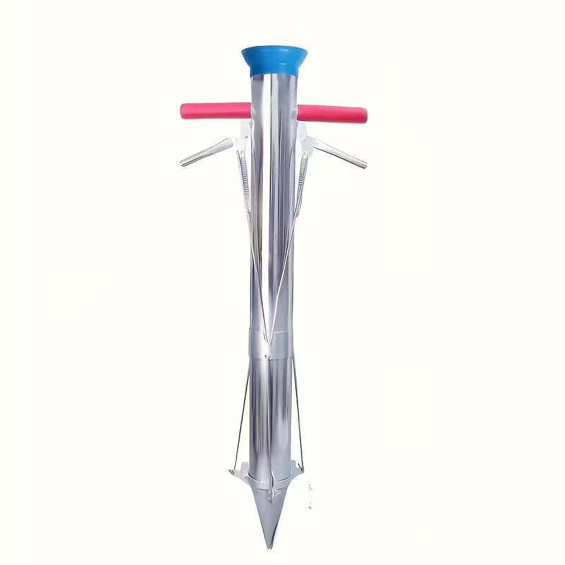 1pc Modern Stainless Steel Garden Transplanting Tool, Long Handle Bulb Planter, Multi-Functional Vegetable Seedling Planter