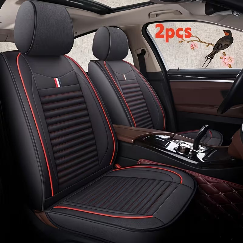 Elegant Linen Breathable Car Front Seat Cover. Suitable for Front Double Seat Protection Cover, All Seasons, Universal for Most Car Models
