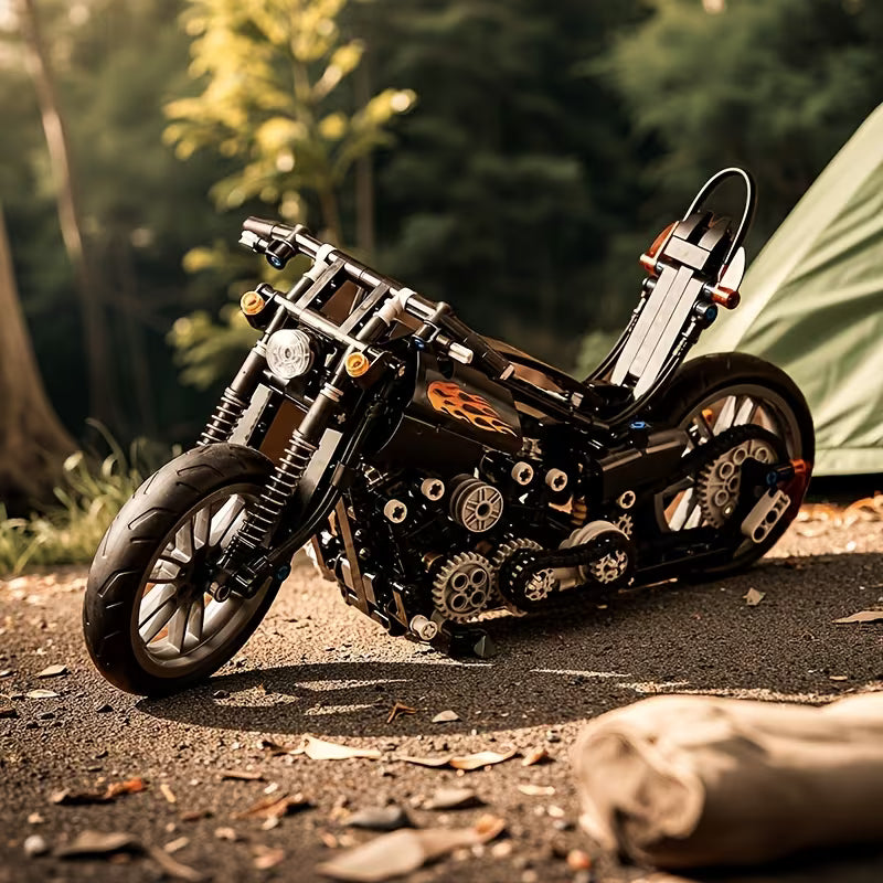 451+PCS Flame Vintage Motorcycle Building Blocks