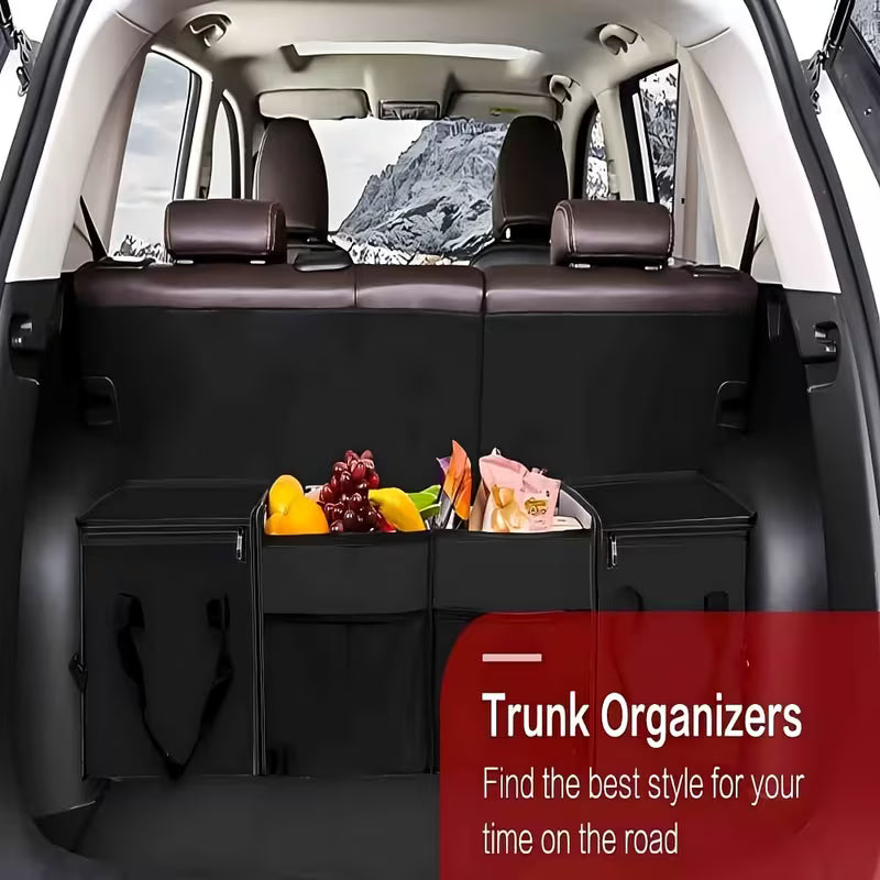 [Collapsible Car Organizer] Nsulated Car Trunk Organizer, Collapsible Car Storage Organizer With 2 Cooler Bag And Lid For SUV, Jeep