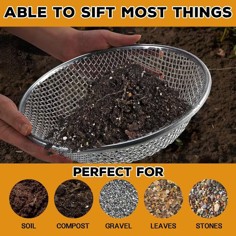 Stainless Steel Soil Sieve, Heavy-Duty Galvanized Mesh, Rust-Resistant, Fits 5-Gallon Buckets