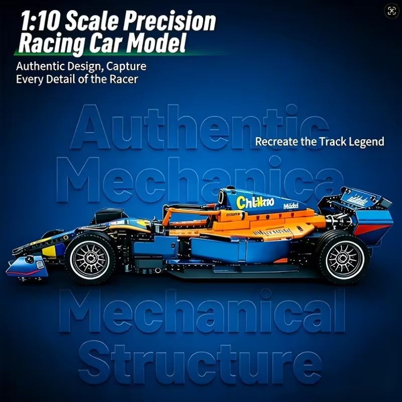 1000+PCS Orange Blue Lightning Race Car Building Blocks Assembly Toy for Car Lovers, Halloween, Christmas, Thanksgiving