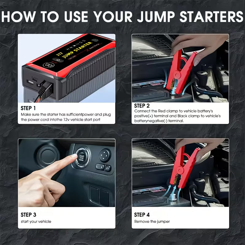 7000A Car Jump Starter Only Optional 7000A Jump Starter With Air Compressor, Jump Starter Para, Car Accessories Tools, LED Light,