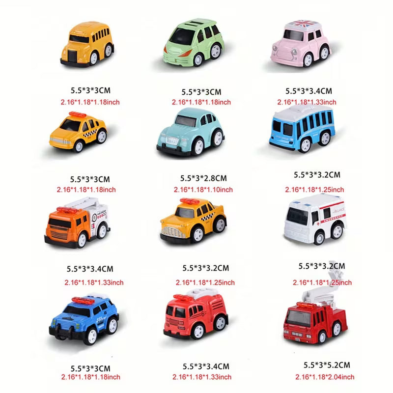 12pcs/Set Classic Car Toy Simulation Alloy Cartoon Car Toy Model Educational Toy for Kids Boys