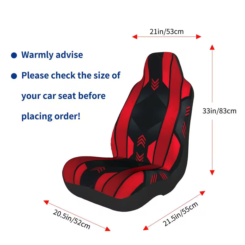 2pcs Red and Black Mech LineUniversal Car Seat Covers - Machine Washable, Easy to Install, Durable Design - Enhances the Beauty and Comfort of Your Car's Interior.